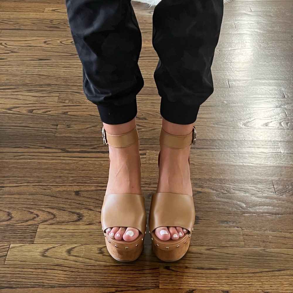 Dolce Vita tan leather & suede platform sandals